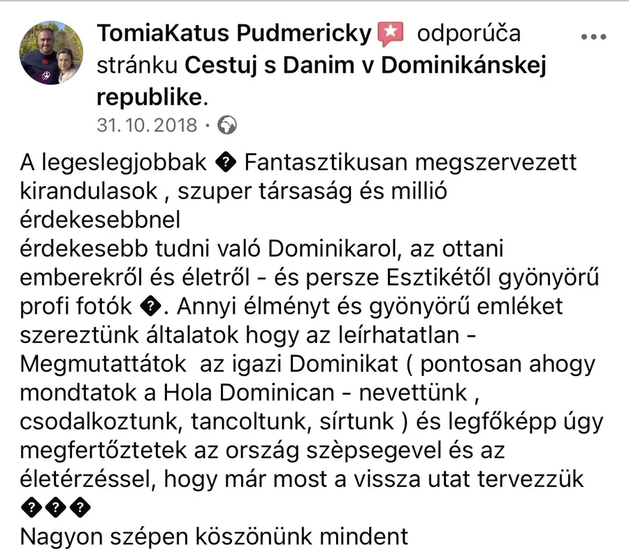 Magyar ügyfélvélemény a Hola Dominica programról és Eszter segítségéről